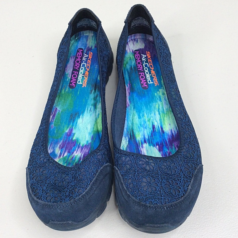 Skechers EZ Flex 2 Flighty Slip On Ballet Flats Women's Size 10 Blue Lace